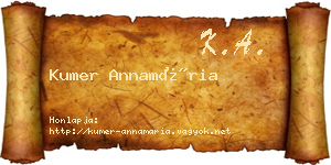Kumer Annamária névjegykártya